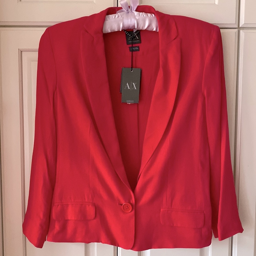 Armani Exchange red blazer one Button padded shoulder relaxed fit New
